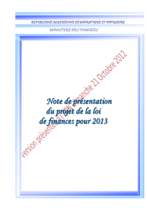 Note de présentation du projet de la loi de finances pour 2013