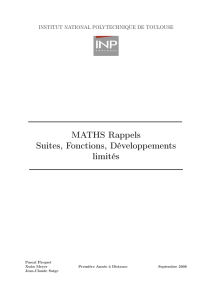 MATHS Rappels Suites, Fonctions, Développements