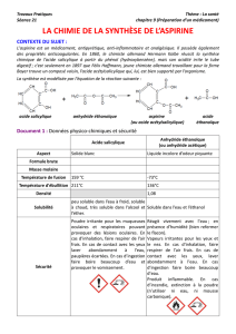 TP11 La chimie de la synthèse de l`aspirine