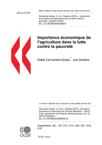 Importance économique de l`agriculture dans la lutte contre