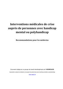 Interventions médicales de crise auprès de personnes avec