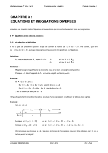 chapitre 3 : equations et inequations diverses
