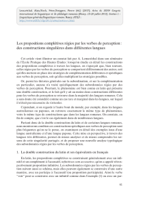 Les propositions complétives régies par les verbes de perception