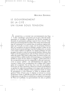 LE GOUVERNEMENT DE LA CITÉ : UN ISLAM SOUS TENSION