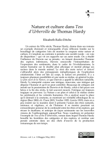 Nature et culture dans Tess d`Urberville de Thomas Hardy