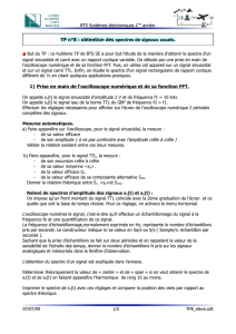 1) Prise en main de l`oscilloscope numérique et de sa fonction FFT.