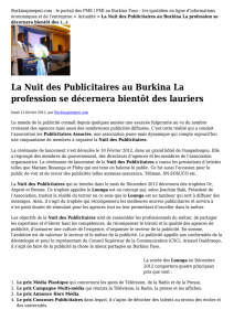 La Nuit des Publicitaires au Burkina La profession se décernera