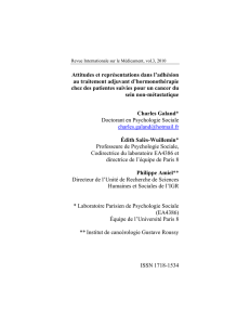 Attitudes et représentations dans l`adhésion au traitement - Hal-SHS