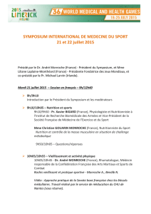 SYMPOSIUM INTERNATIONAL DE MEDECINE DU SPORT 21 et 22