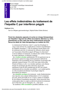 Les effets indésirables du traitement de l`hépatite C par interféron