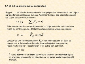 5.1 et 5.2 La deuxième loi de Newton