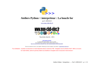 Ateliers Python + interpréteur : La boucle for