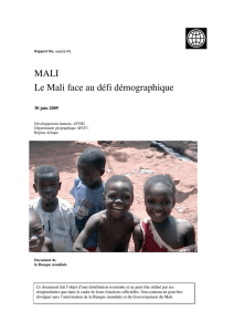 MALI Le Mali face au défi démographique