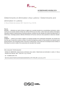 Déterminants et élimination chez Leibniz / Determinants and