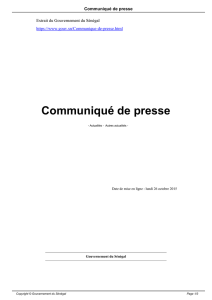 Communiqué de presse - Gouvernement du Sénégal
