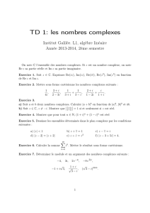TD 1: les nombres complexes