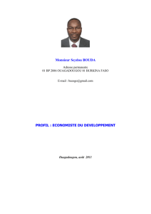 Monsieur Seydou BOUDA PROFIL : ECONOMISTE DU