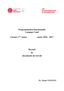 Programmation fonctionnelle Langage Caml Licence 1