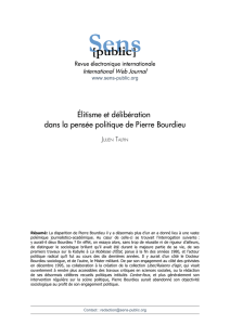 Élitisme et délibération dans la pensée politique de Pierre Bourdieu