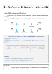 Les lentilles et la formation des images