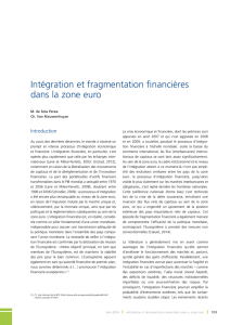 Intégration et fragmentation financières dans la zone euro