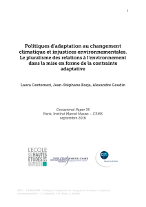 Politiques d`adaptation au changement climatique et - cems