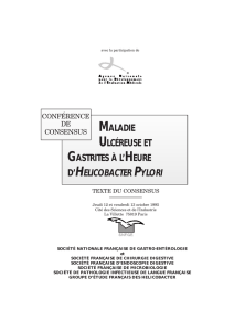maladie ulcéreuse et gastrites à l`heure d`helicobacter pylori