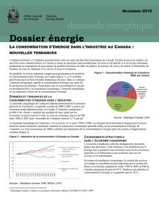 La consommation d`énergie dans l`industrie au Canada : Nouvelles