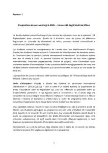 Annexe 1 Proposition de cursus intégré AMU – Università degli