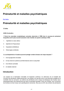 JTA 2013 : Prématurité et maladies psychiatriques
