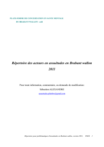 Répertoire des acteurs en assuétudes en Brabant wallon 2011