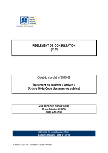 REGLEMENT DE CONSULTATION