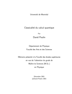 Classicalité du calcul quantique David Poulin - EPIQ