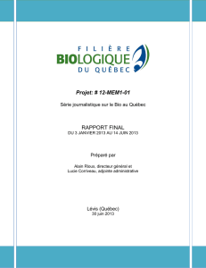 Rapport final - Filière Biologique du Québec