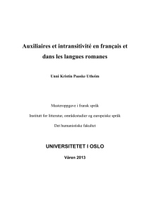 Auxiliaires et intransitivité en français et dans les langues romanes