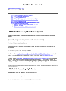 13/11 : Gestion des dépôts de fichiers (upload) 13/11 : CSS