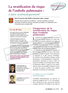 La stratification du risque de l`embolie pulmonaire