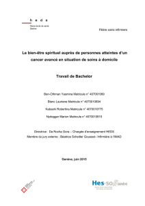 Le bien-être spirituel auprès de personnes atteintes d