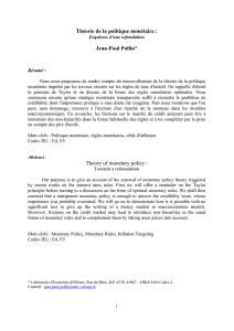 Théorie de la politique monétaire : esquisse d`une