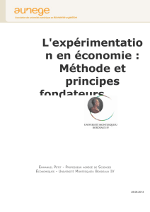 L`expérimentation en économie : Méthode et principes