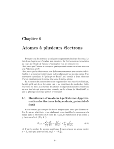 Atomes à plusieurs électrons