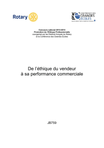 De l`éthique du vendeur à sa performance commerciale