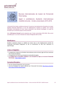 Bourses internationales de master de l`Université Paris