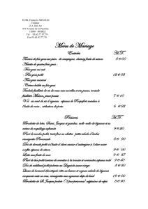 Menu de Mariage - François Arnaud Traiteur