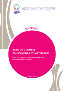RAGE - Rapport 2014 « Base de données équipements et matériaux »