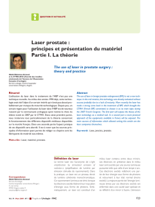 Laser prostate : principes et présentation du matériel