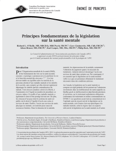 Principes fondamentaux de la législation sur la santé mentale
