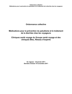 Ordonnance collective Médications pour la prévention du paludisme