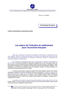 Les enjeux de l`industrie du médicament pour l - Coe