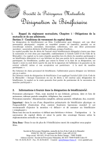 Désignation de Bénéficiaire - Société de Prévoyance Mutualiste